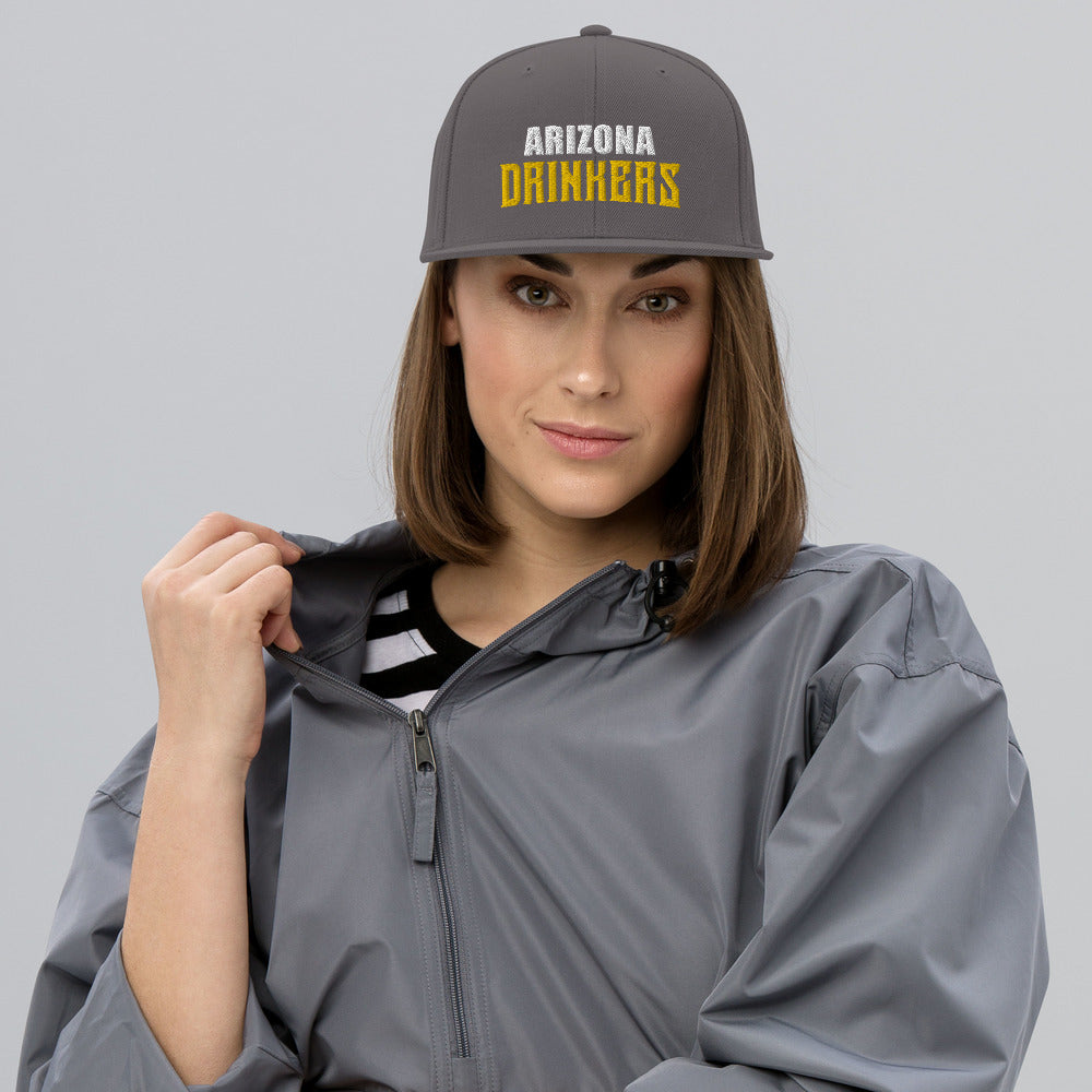 Snapback Hat with Arizona Drinkers in Yellow Color on Front