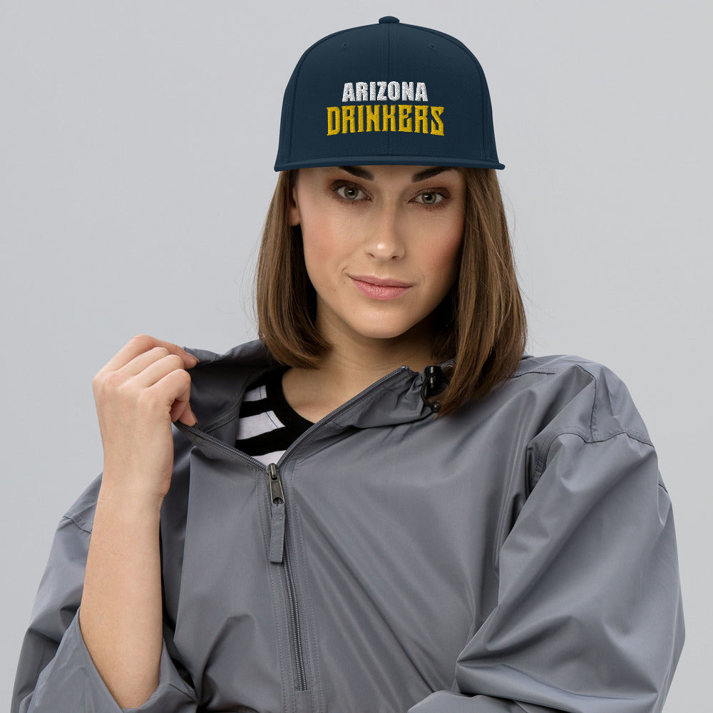 Snapback Hat with Arizona Drinkers in Yellow Color on Front