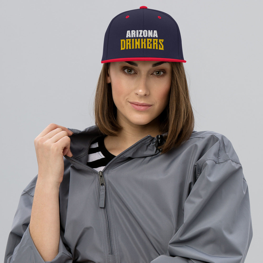 Snapback Hat with Arizona Drinkers in Yellow Color on Front