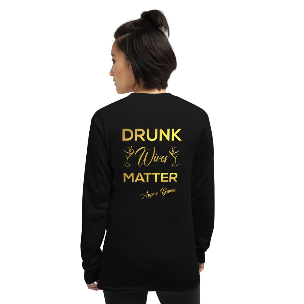 Men’s Long Sleeve Shirt with Drinkers Text on Front