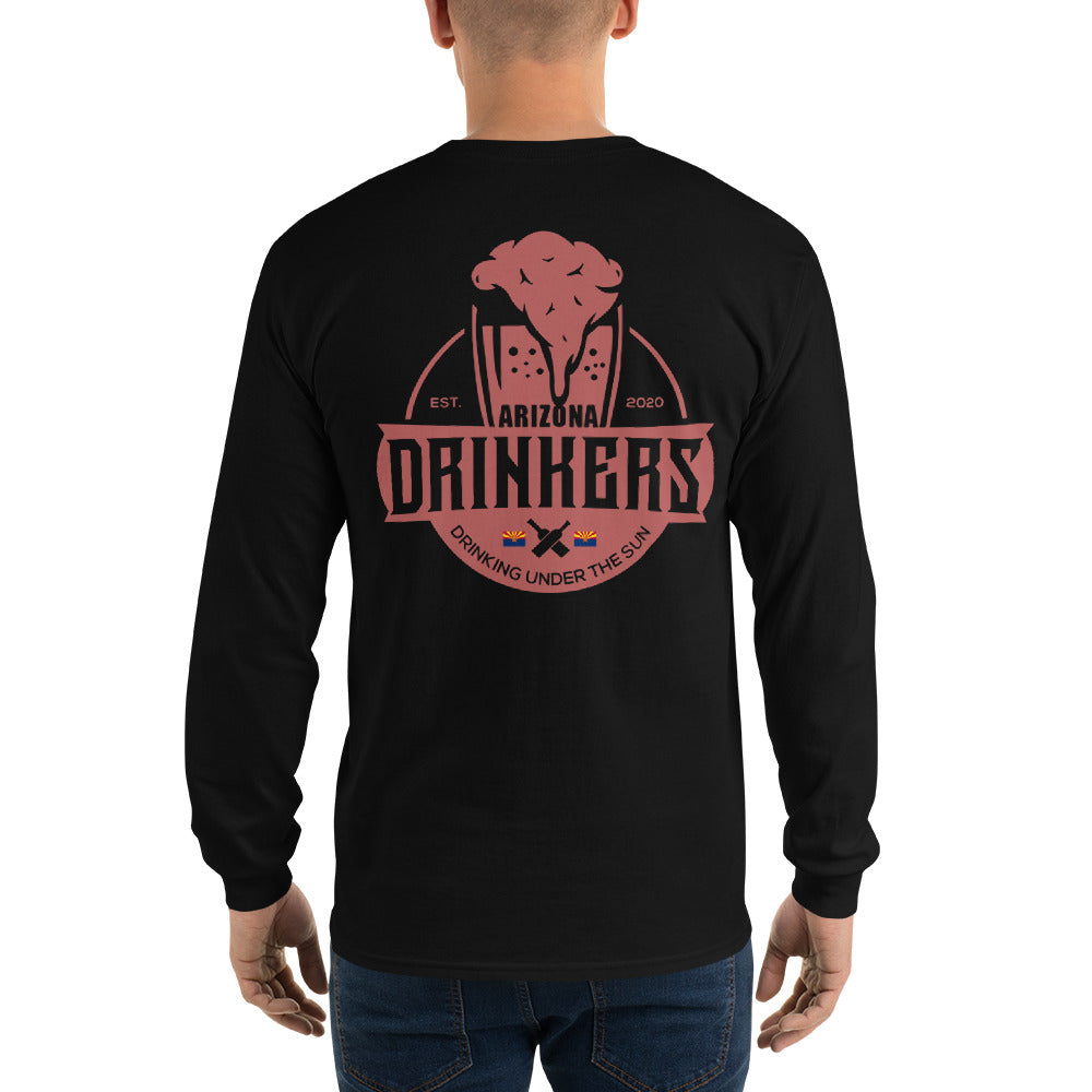 Men’s Long Sleeve Shirt with Arizona Text on Front and Arizona Drinkers Logo on Back