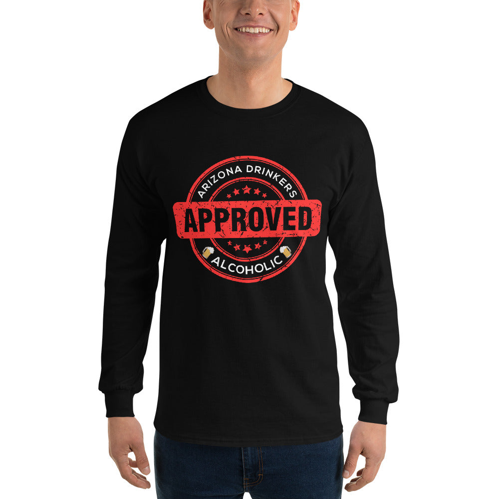 Men’s Long Sleeve Shirt with Drinkers Text on Front