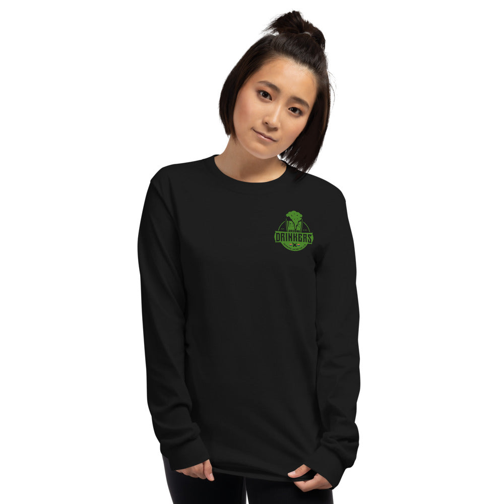 Women’s Long Sleeve Shirt with Green Arizona Drinkers Logo on Front and Back