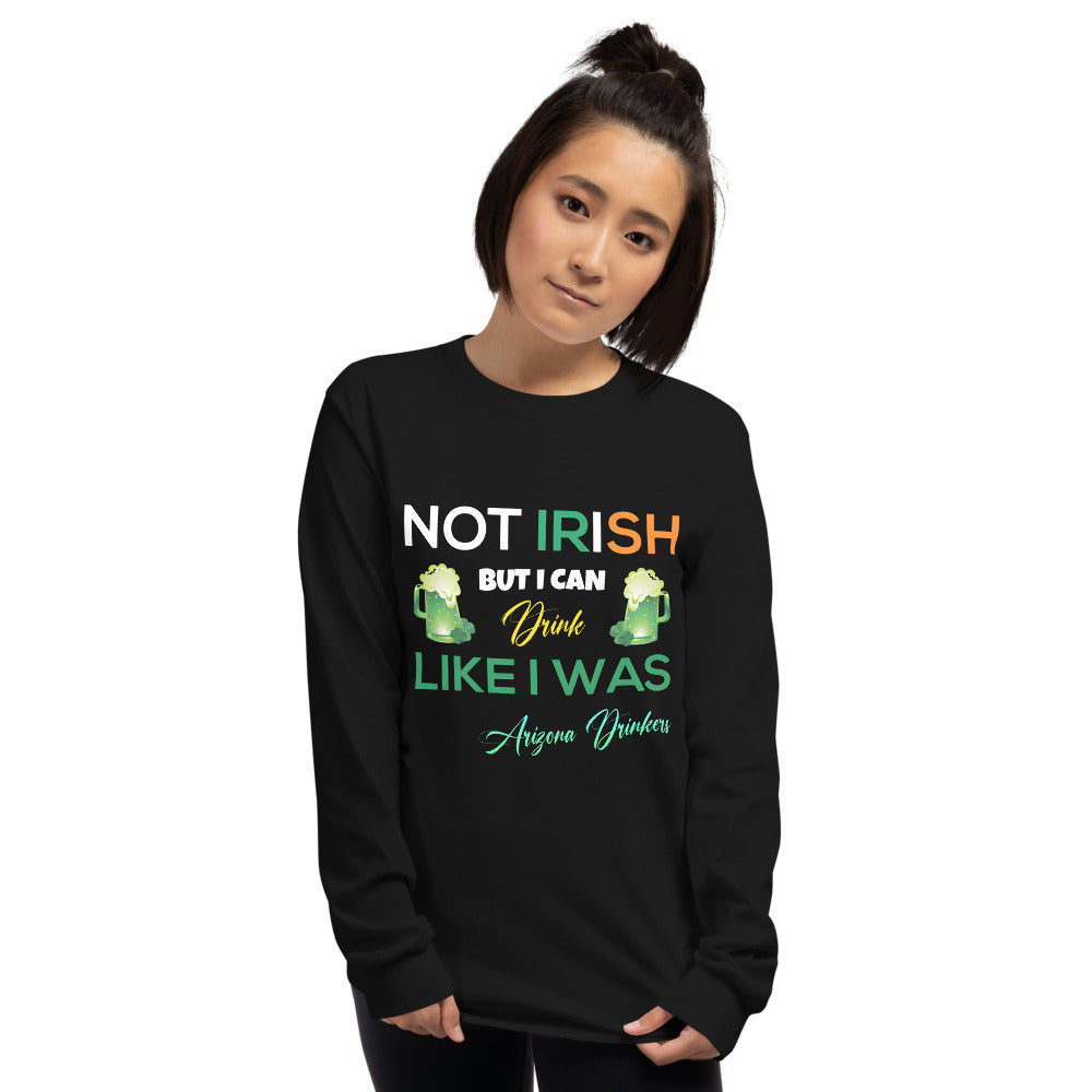 Men’s Long Sleeve Shirt with Arizona Drinkers St Patrick's Text on Front