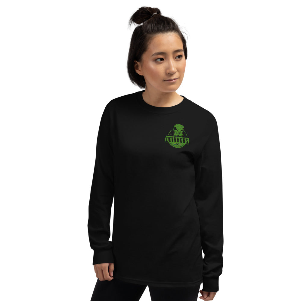 Women’s Long Sleeve Shirt with Green Arizona Drinkers Logo on Front and Back