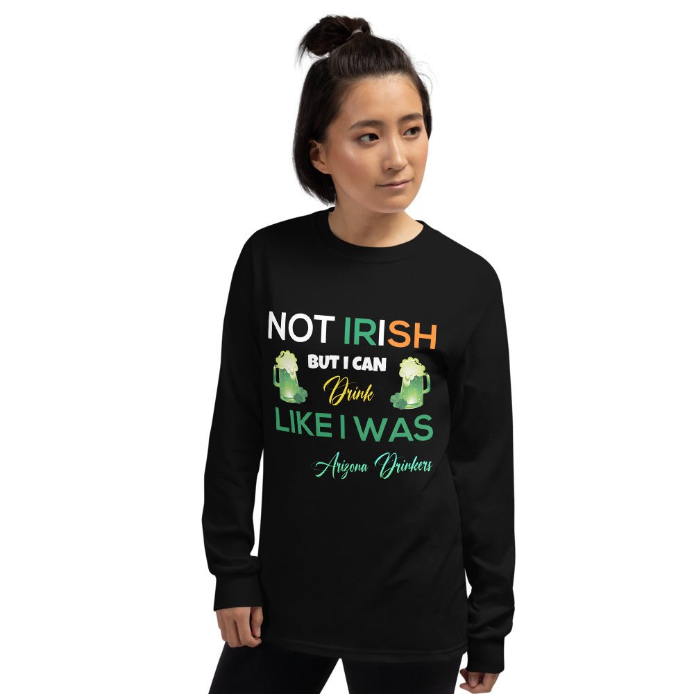 Men’s Long Sleeve Shirt with Arizona Drinkers St Patrick's Text on Front