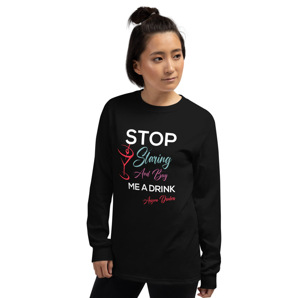 Men’s Long Sleeve Shirt with Drinkers Text on Front