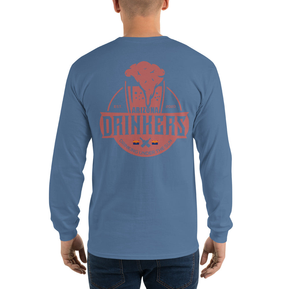 Men’s Long Sleeve Shirt with Arizona Text on Front and Arizona Drinkers Logo on Back