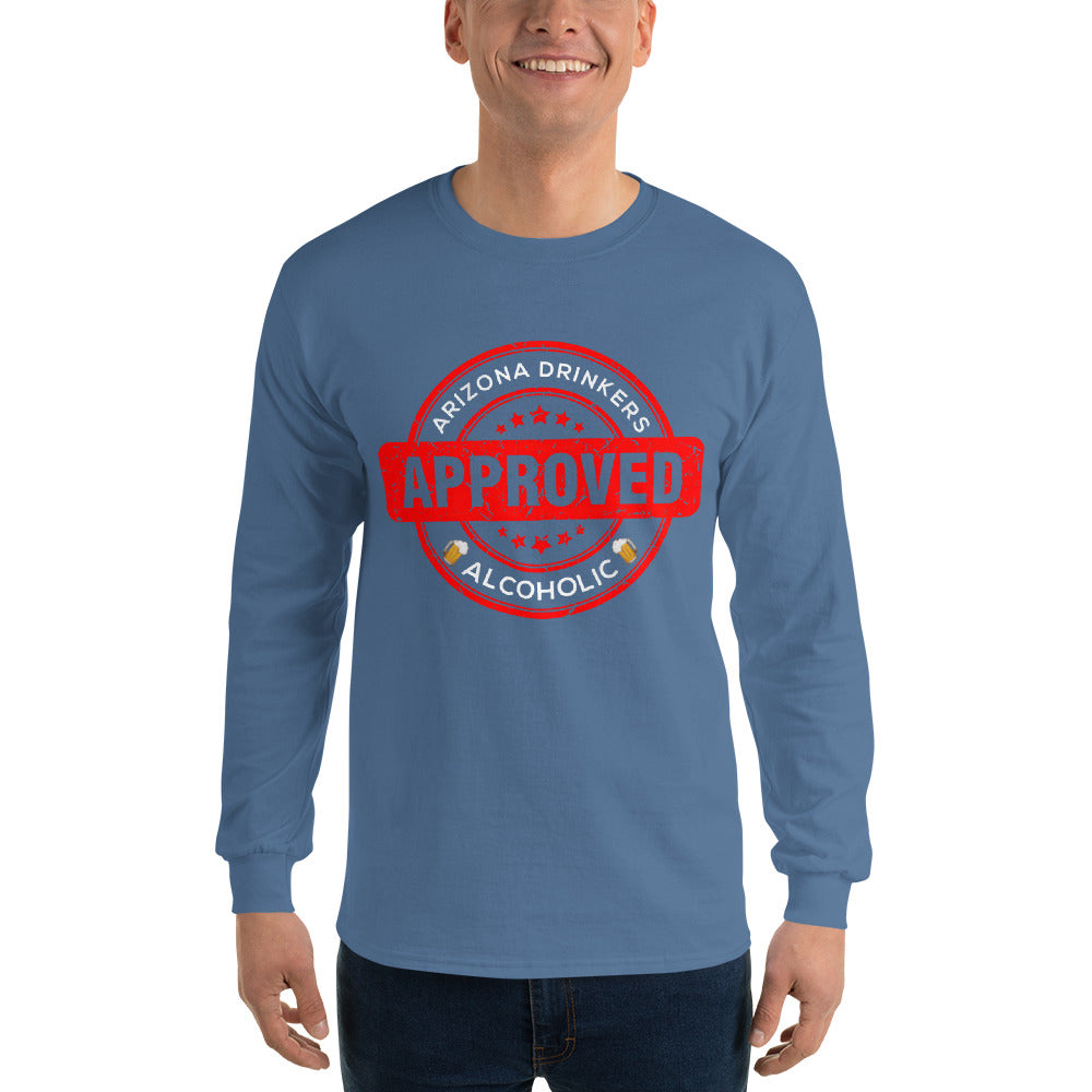 Men’s Long Sleeve Shirt with Drinkers Text on Front