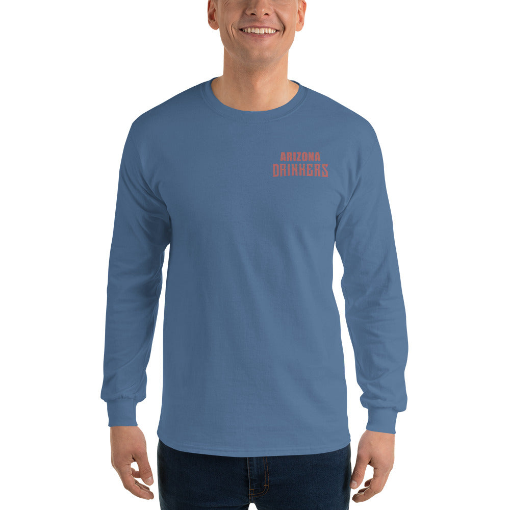 Men’s Long Sleeve Shirt with Arizona Text on Front and Arizona Drinkers Logo on Back