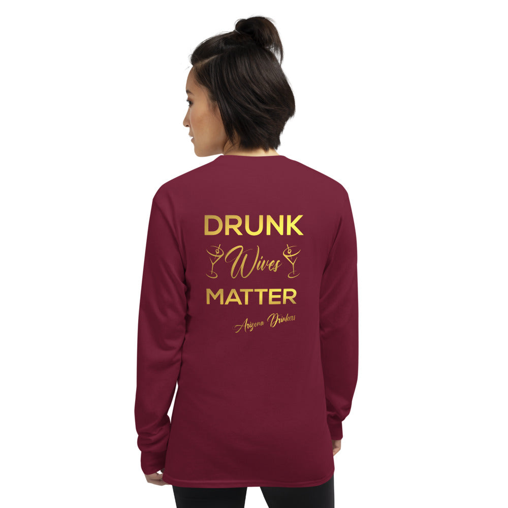 Men’s Long Sleeve Shirt with Drinkers Text on Front