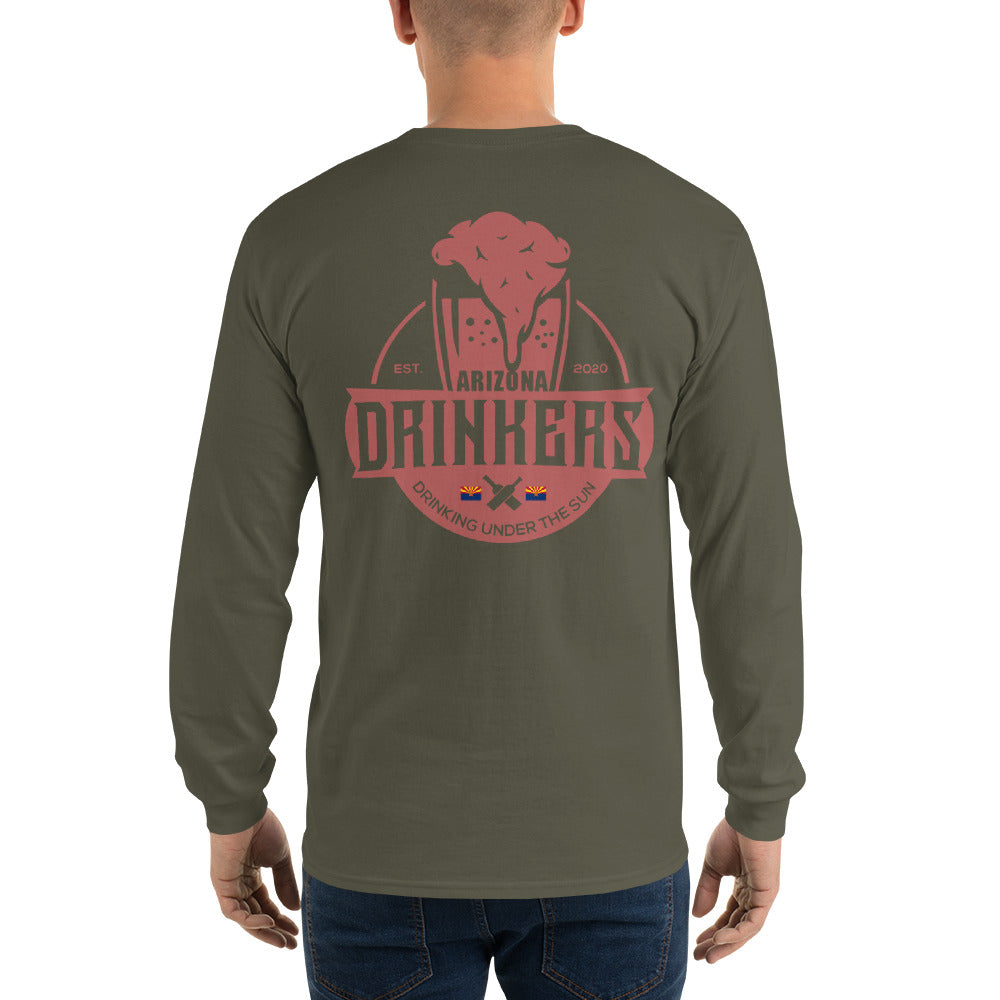 Men’s Long Sleeve Shirt with Arizona Text on Front and Arizona Drinkers Logo on Back