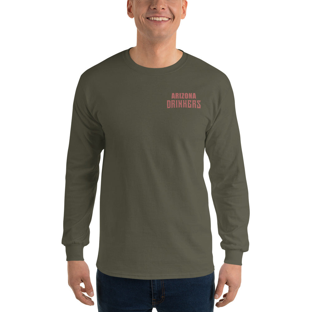 Men’s Long Sleeve Shirt with Arizona Text on Front and Arizona Drinkers Logo on Back