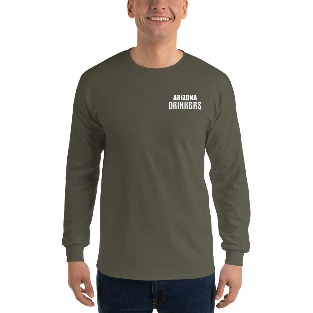 Men’s Long Sleeve Shirt with Arizona Text on Front and Arizona Drinkers Logo on Back