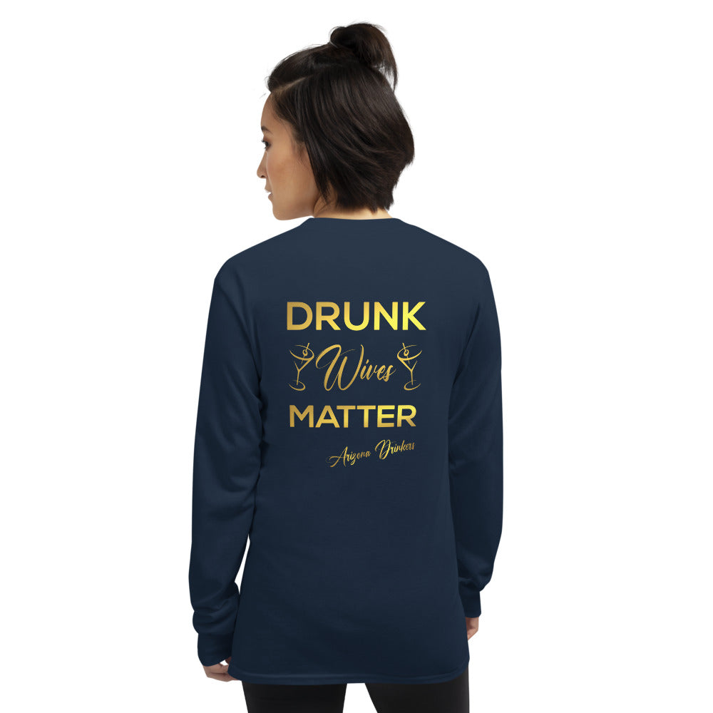 Men’s Long Sleeve Shirt with Drinkers Text on Front