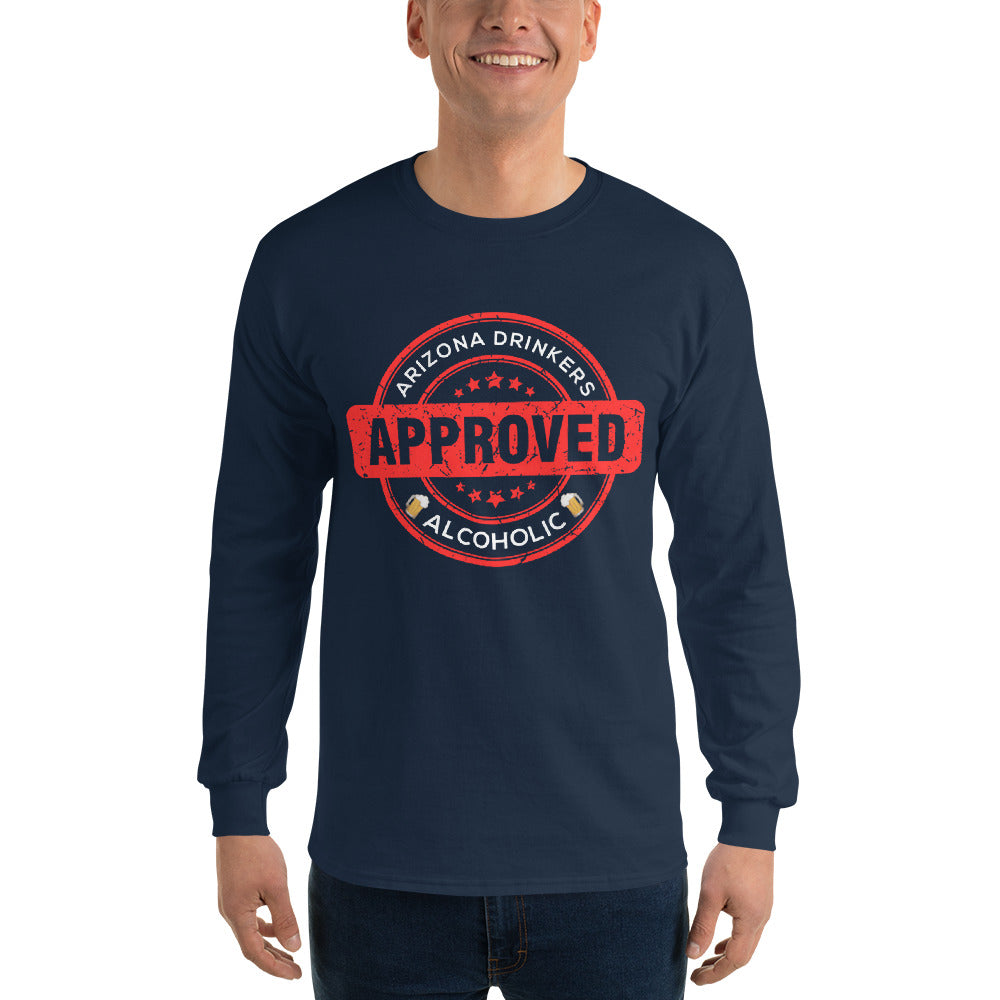 Men’s Long Sleeve Shirt with Drinkers Text on Front