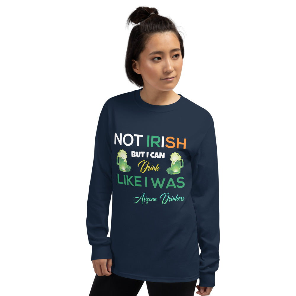 Men’s Long Sleeve Shirt with Arizona Drinkers St Patrick's Text on Front