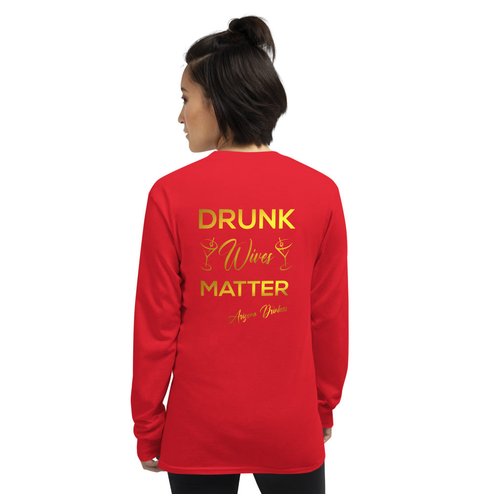 Men’s Long Sleeve Shirt with Drinkers Text on Front