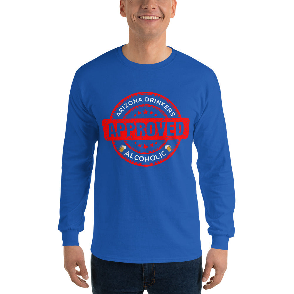 Men’s Long Sleeve Shirt with Drinkers Text on Front