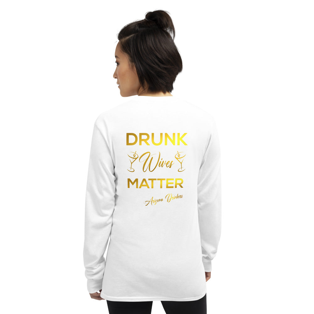 Men’s Long Sleeve Shirt with Drinkers Text on Front