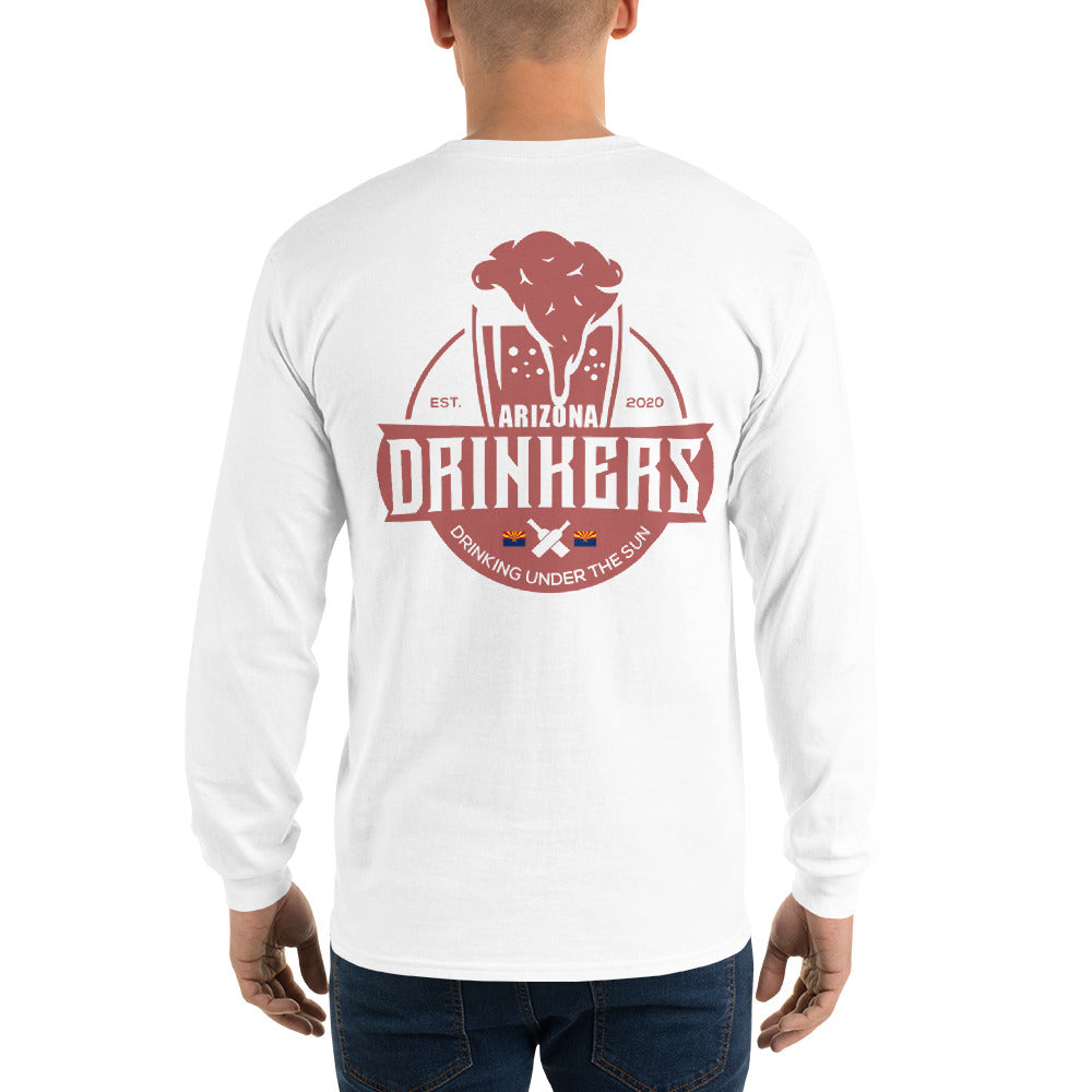 Men’s Long Sleeve Shirt with Arizona Text on Front and Arizona Drinkers Logo on Back