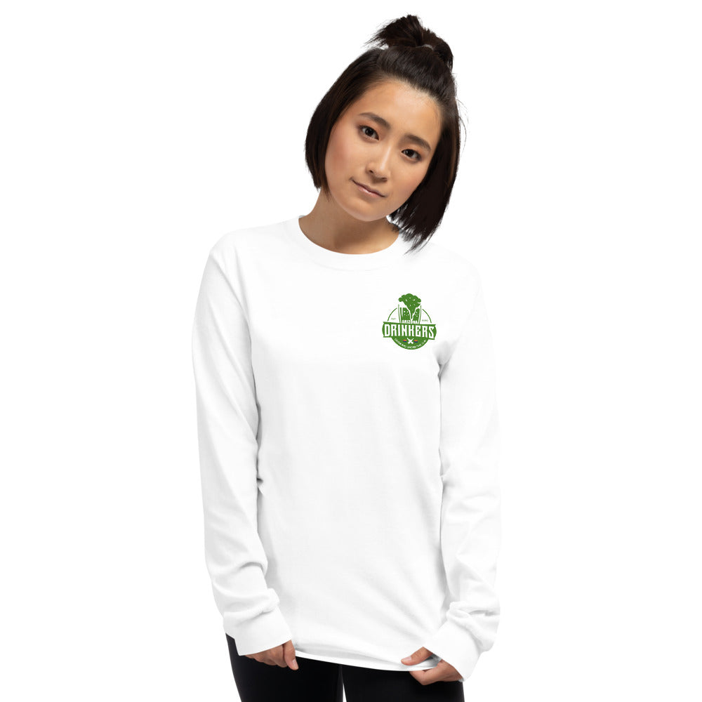 Women’s Long Sleeve Shirt with Green Arizona Drinkers Logo on Front and Back