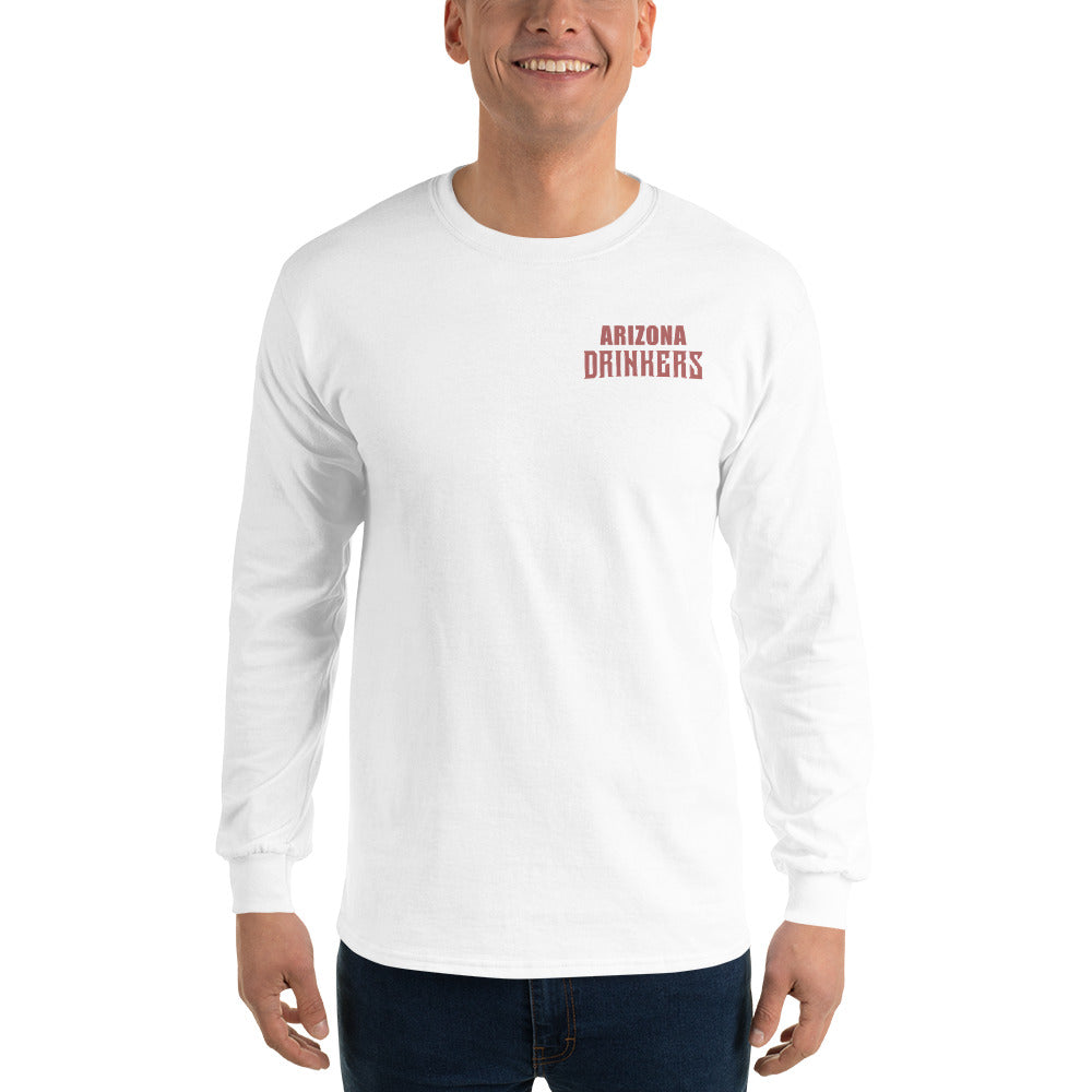 Men’s Long Sleeve Shirt with Arizona Text on Front and Arizona Drinkers Logo on Back