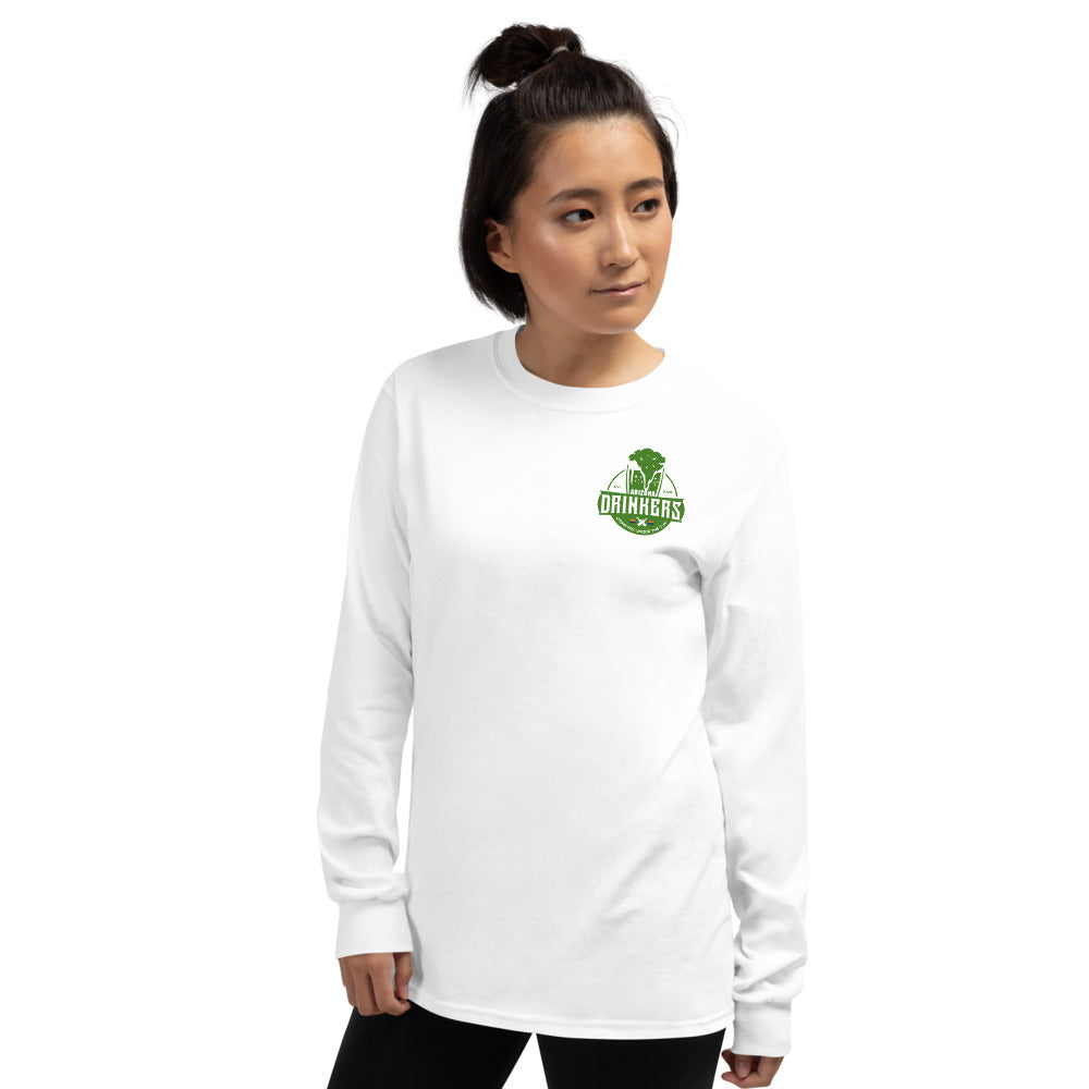 Women’s Long Sleeve Shirt with Green Arizona Drinkers Logo on Front and Back