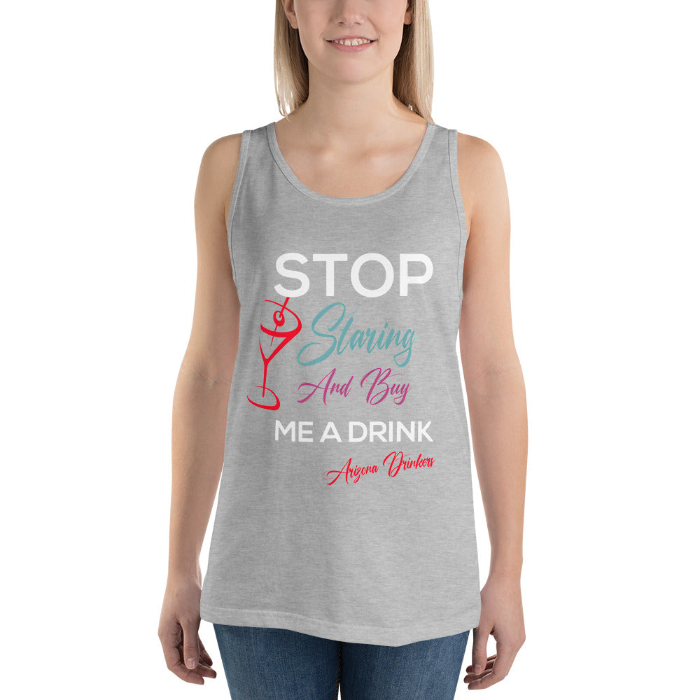 Unisex Tank Top with Drinkers Text on Front