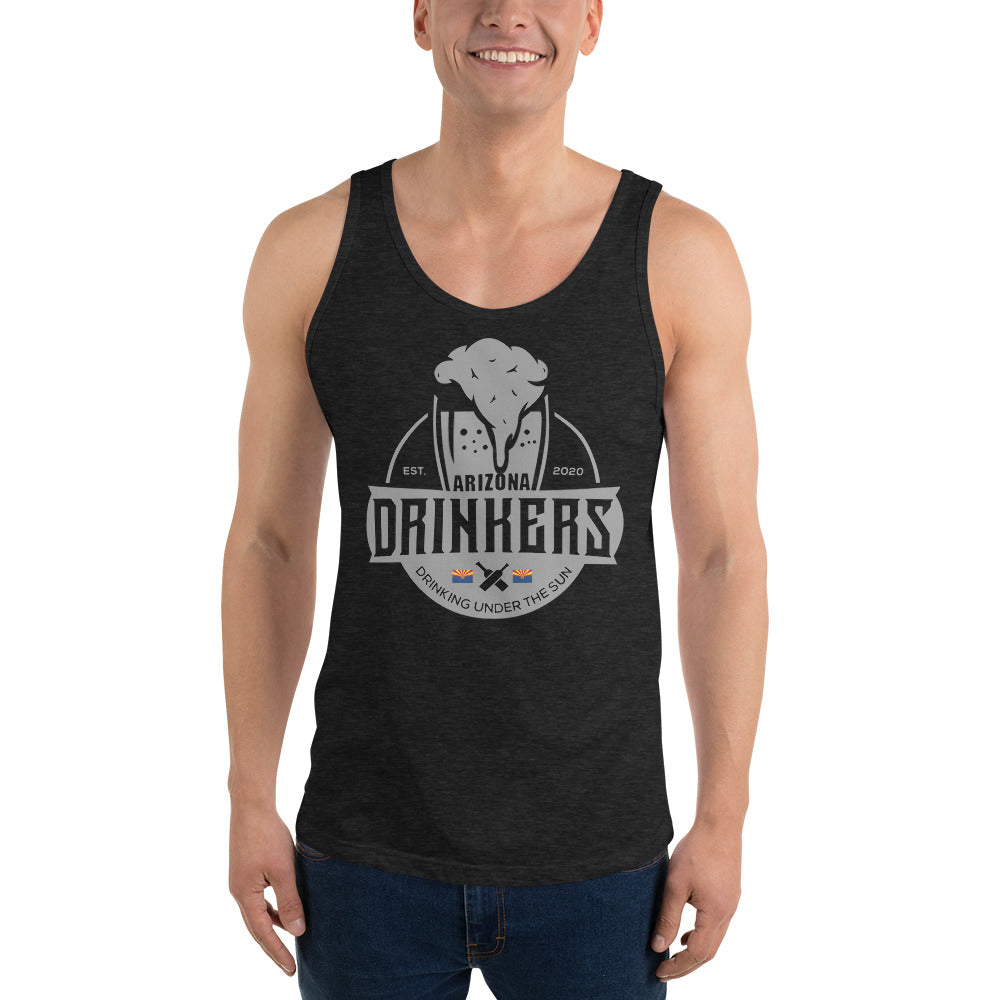 Unisex Tank Top with Arizona Drinkers Logo on Front in Grey