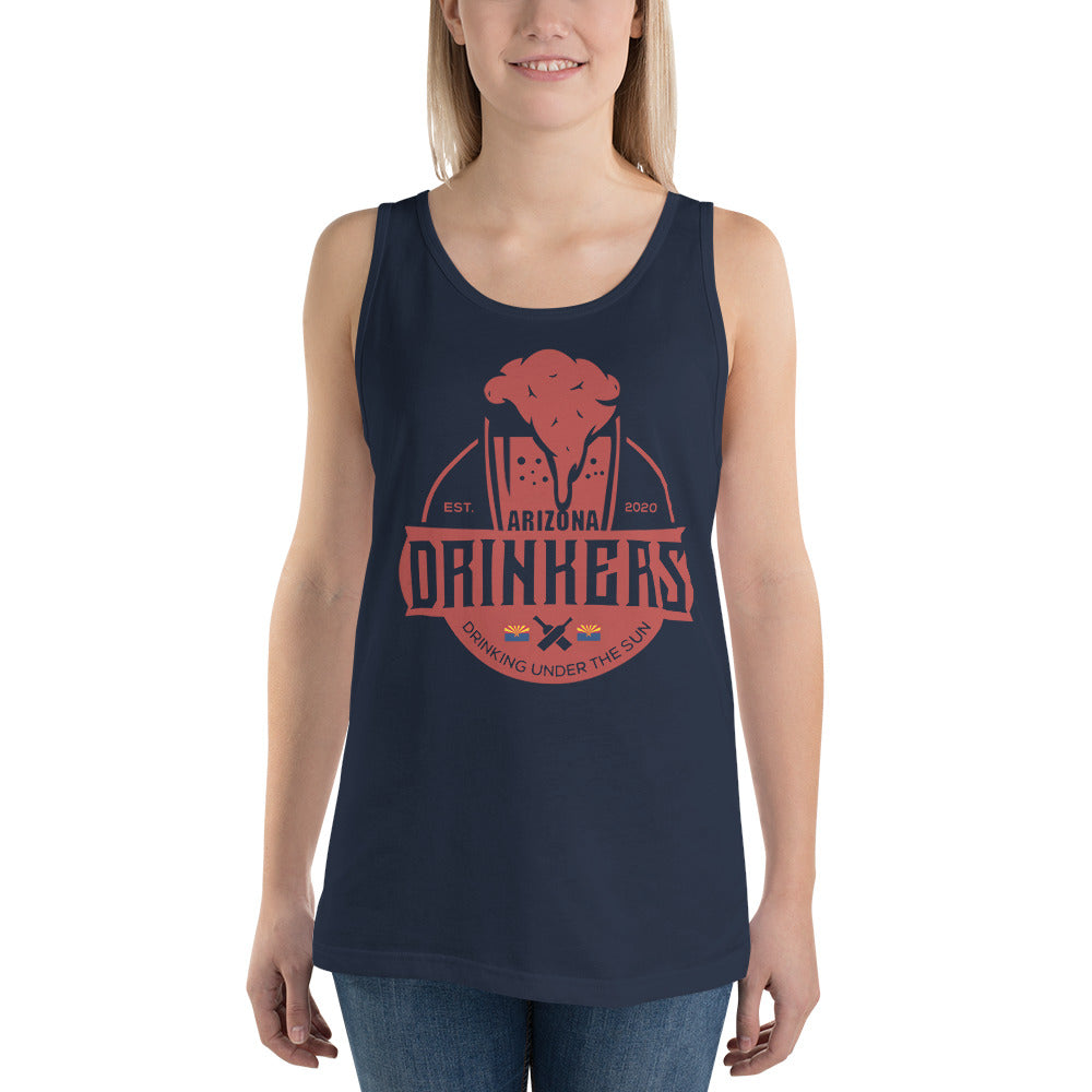 Unisex Tank Top with Arizona Drinkers Logo on front in Red