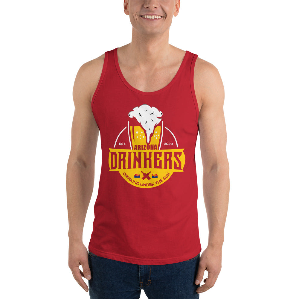 Unisex Tank Top with Arizona Drinkers Logo on Front in Yellow