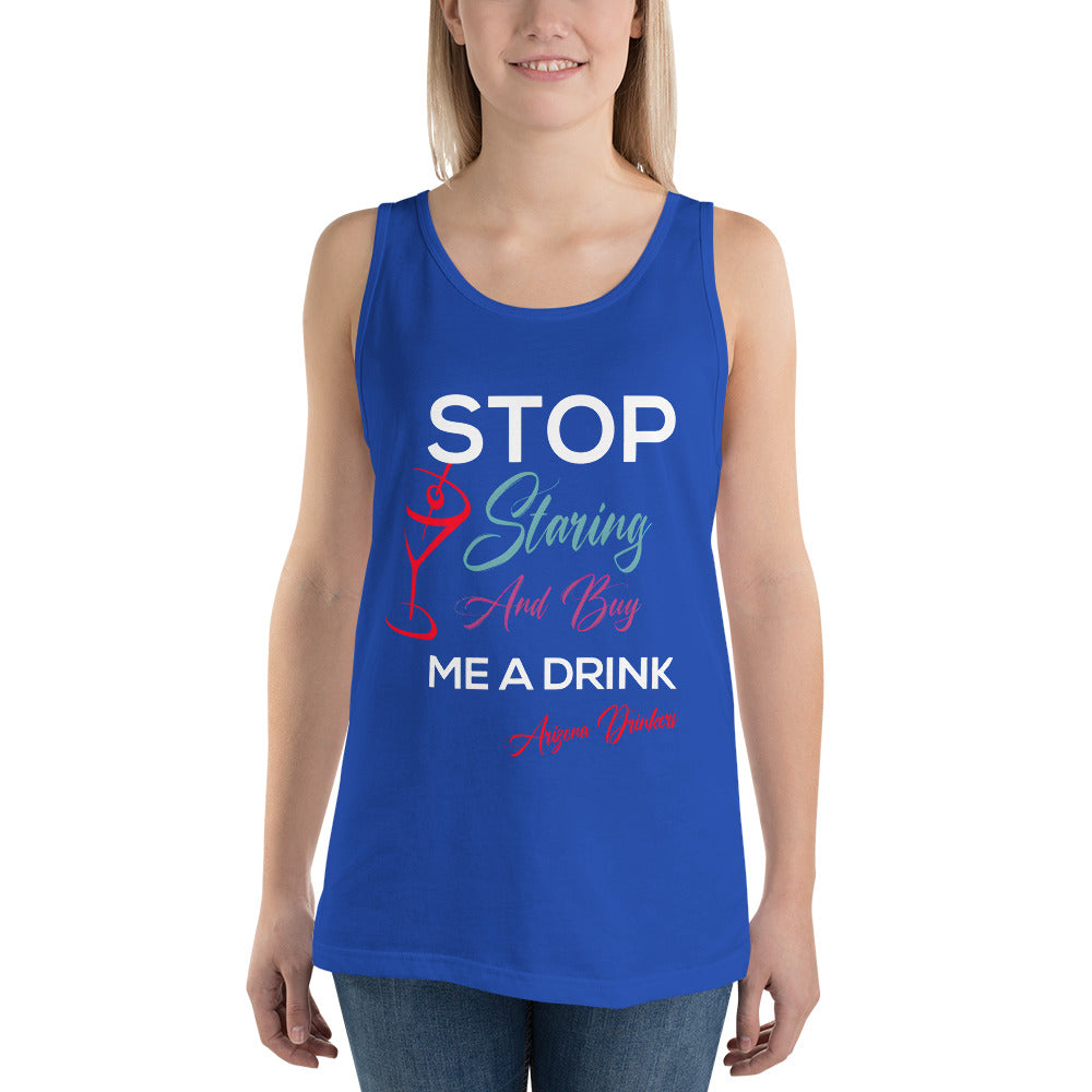 Unisex Tank Top with Drinkers Text on Front