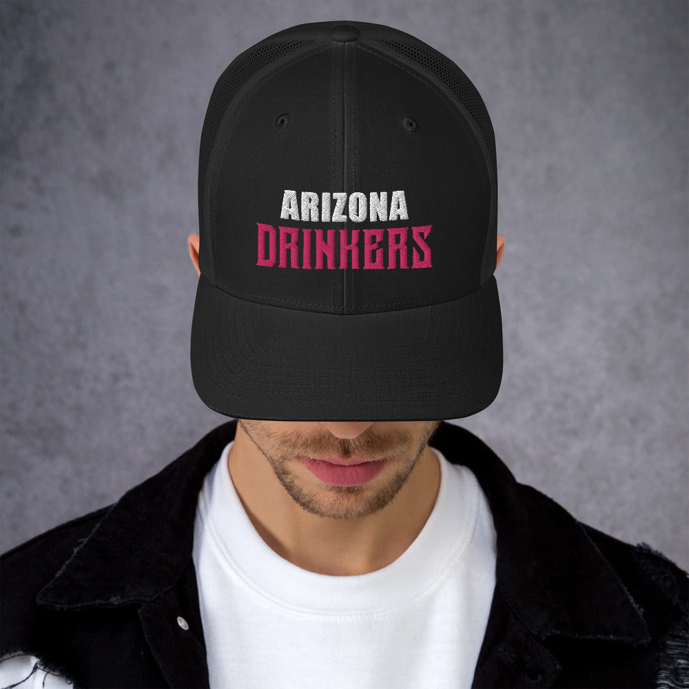 Trucker Cap with Arizona Drinkers in Pink Color on Front