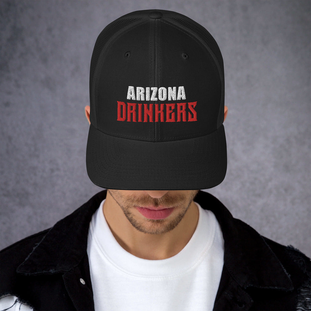 Trucker Cap with Arizona Drinkers in Red Color on Front