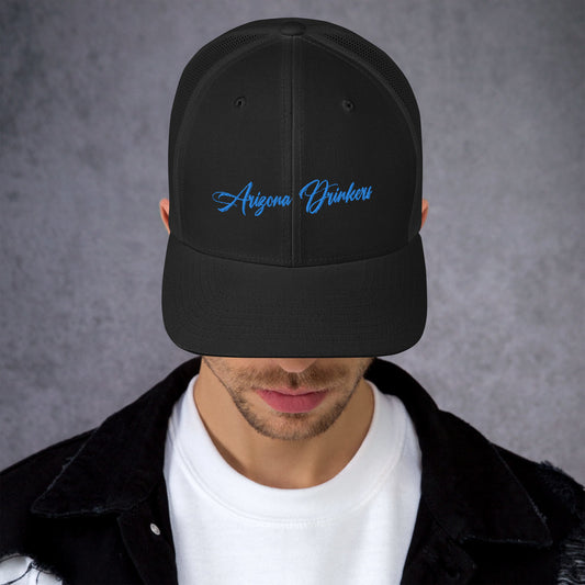 Trucker Cap with Arizona Drinkers in Blue Color on Front