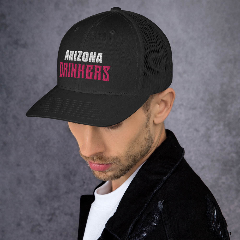 Trucker Cap with Arizona Drinkers in Pink Color on Front