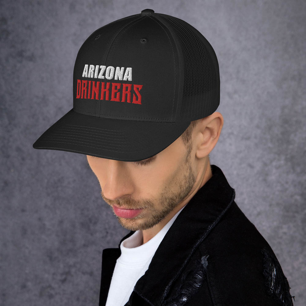 Trucker Cap with Arizona Drinkers in Red Color on Front