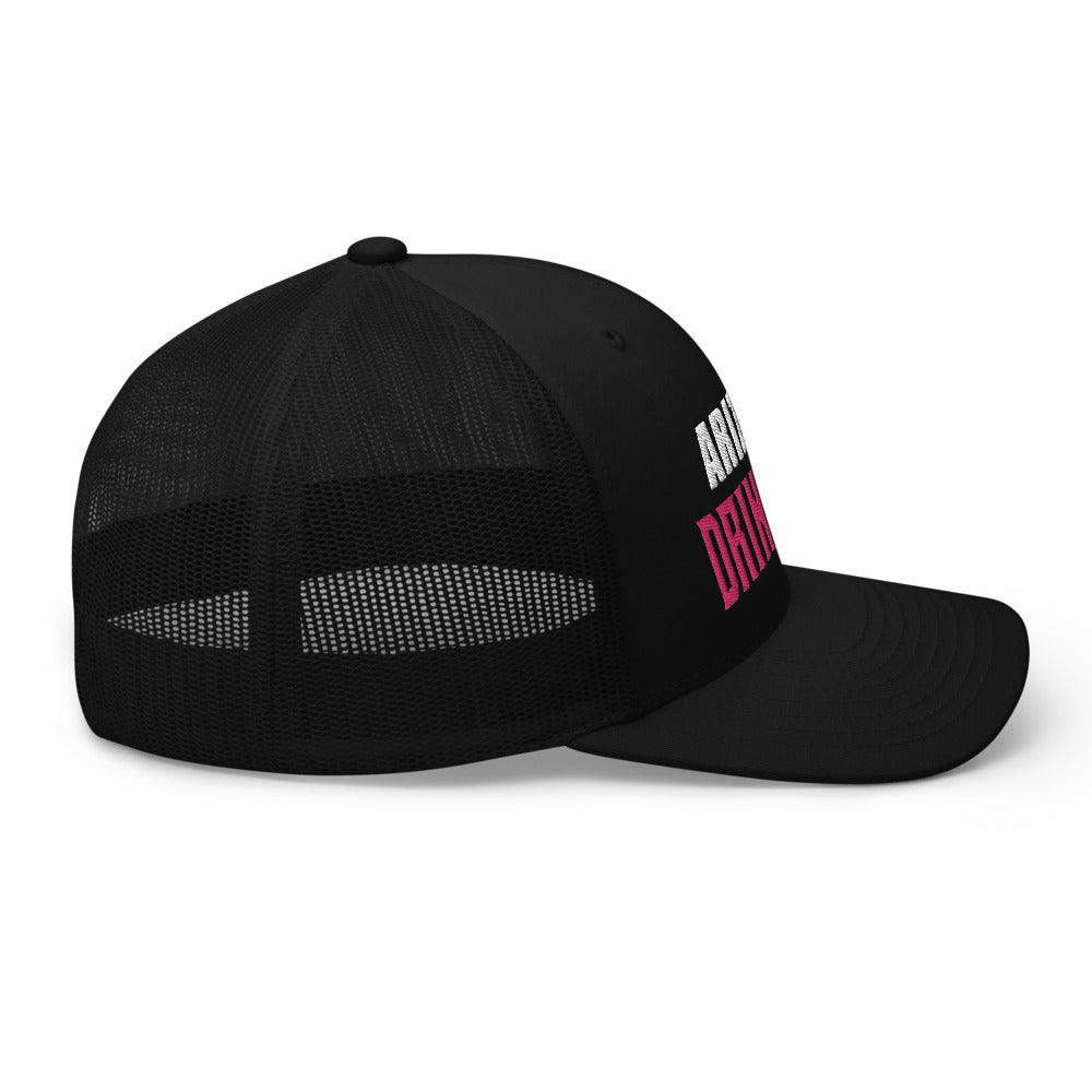 Trucker Cap with Arizona Drinkers in Pink Color on Front