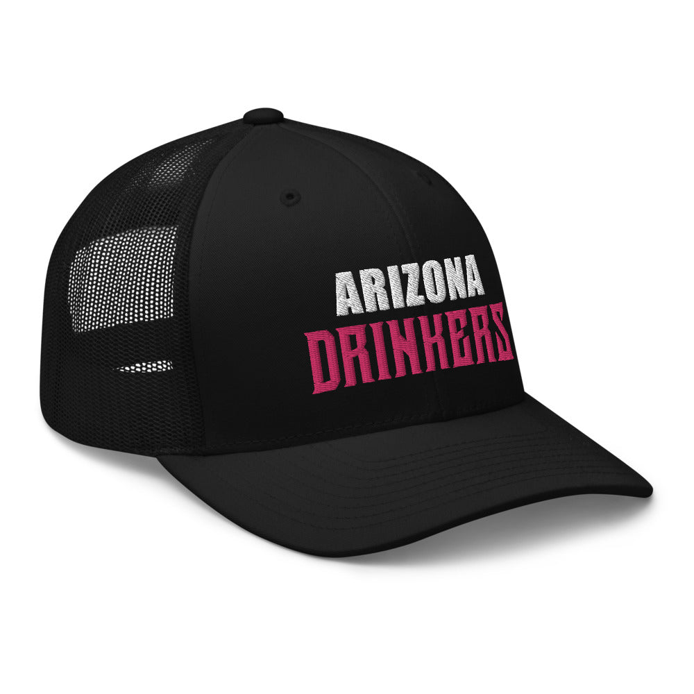 Trucker Cap with Arizona Drinkers in Pink Color on Front