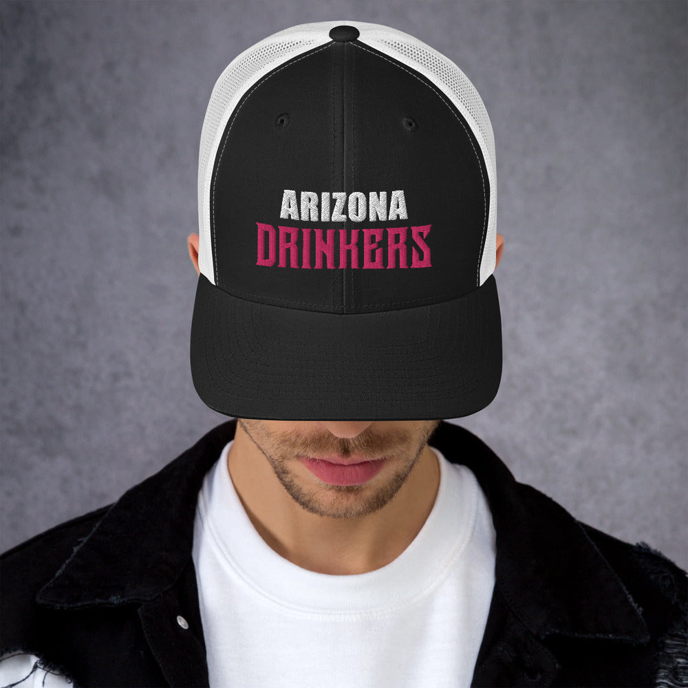 Trucker Cap with Arizona Drinkers in Pink Color on Front