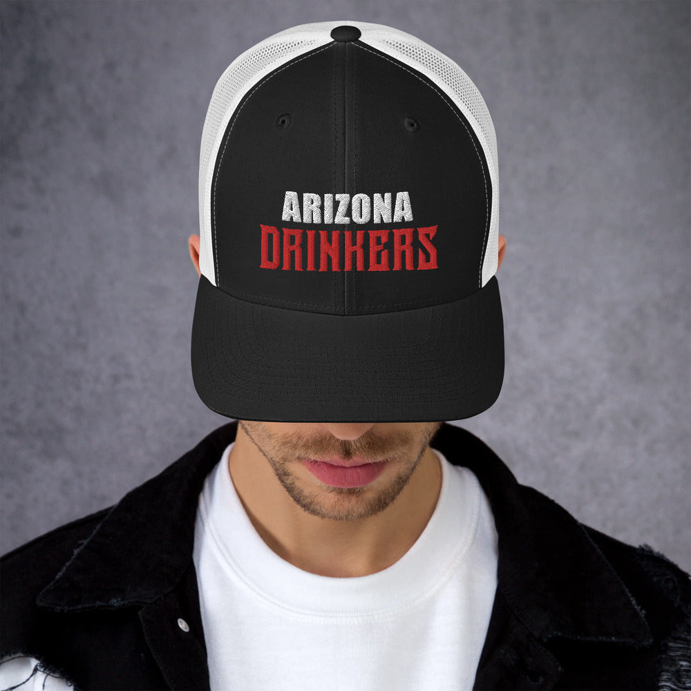 Trucker Cap with Arizona Drinkers in Red Color on Front