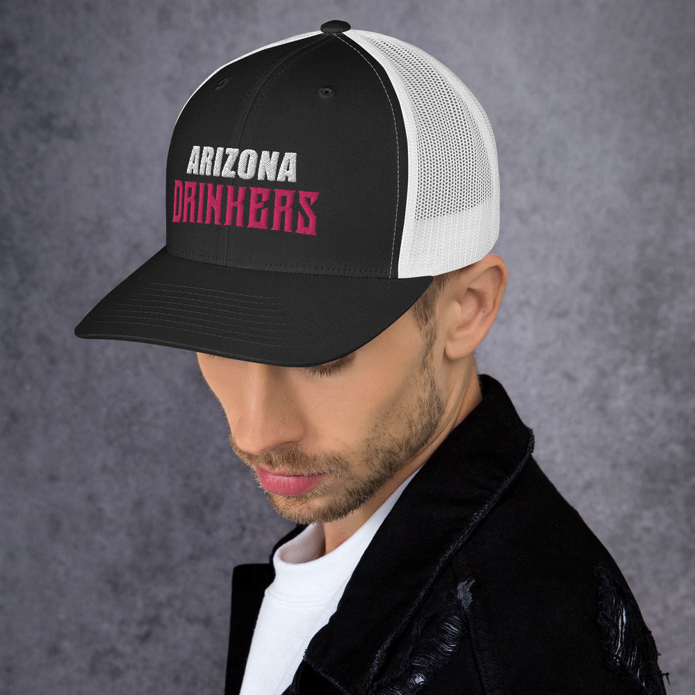 Trucker Cap with Arizona Drinkers in Pink Color on Front