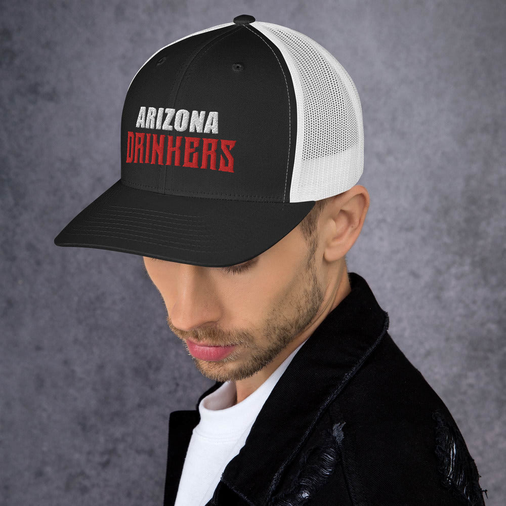 Trucker Cap with Arizona Drinkers in Red Color on Front