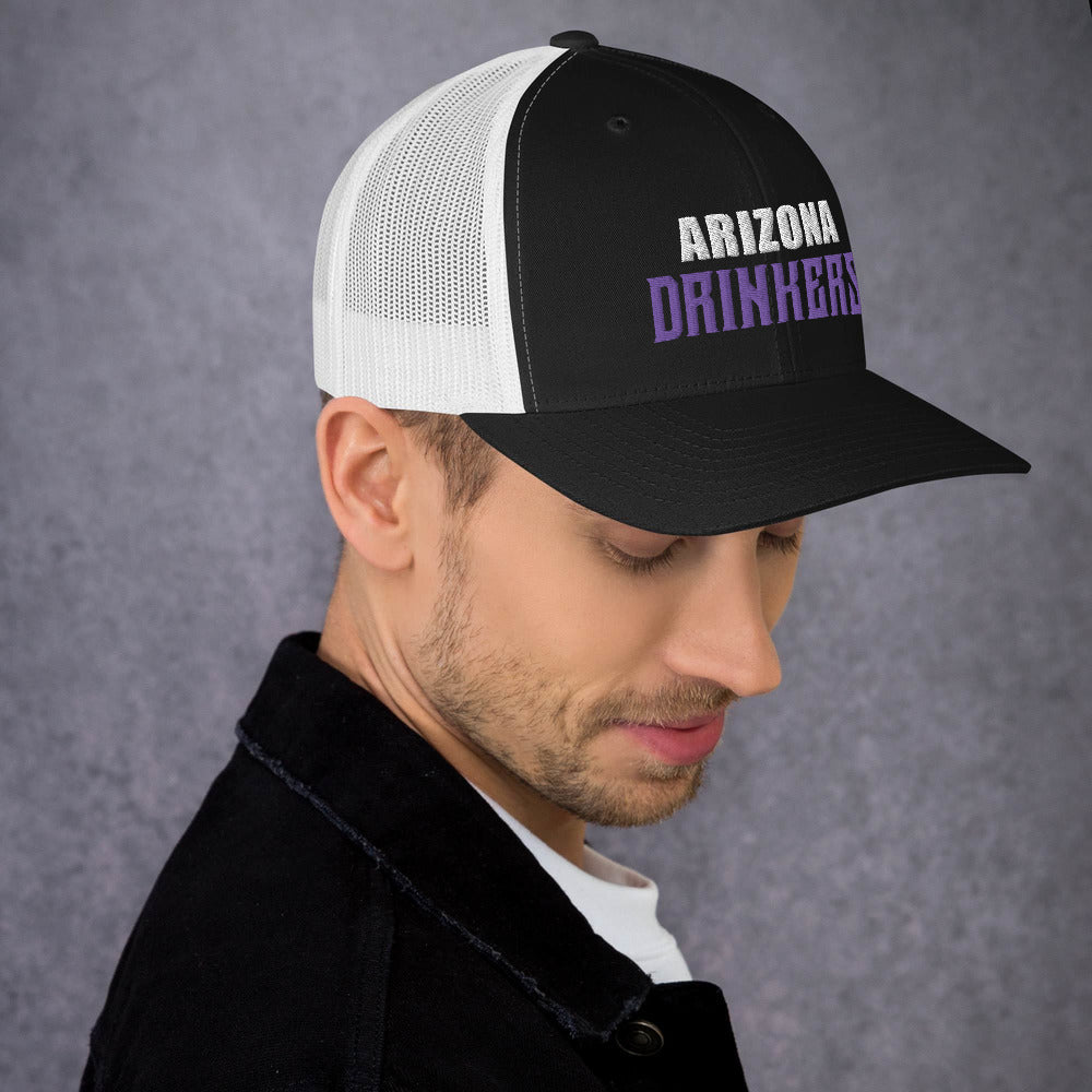 Trucker Cap with Arizona Drinkers in Violet Color on Front