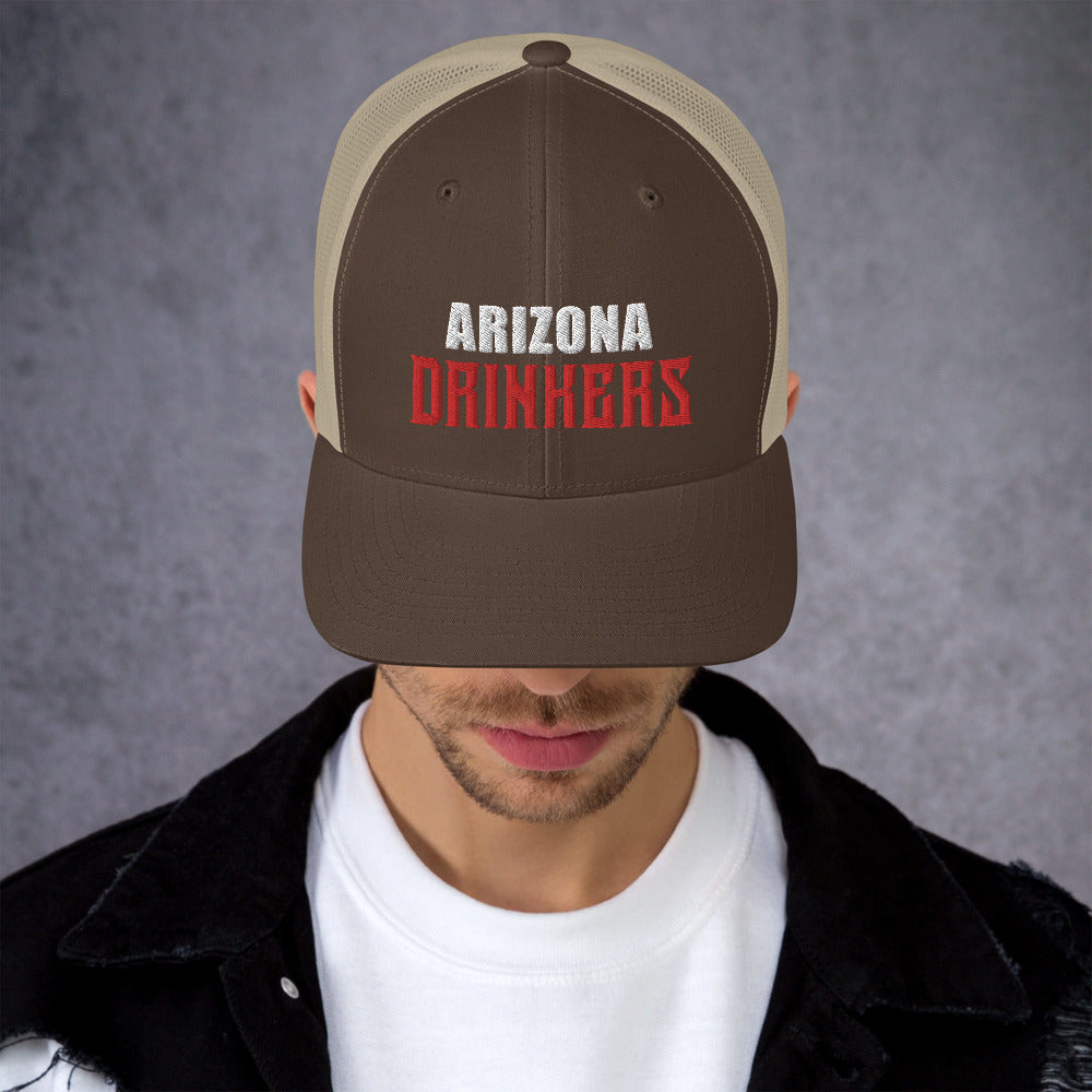 Trucker Cap with Arizona Drinkers in Red Color on Front