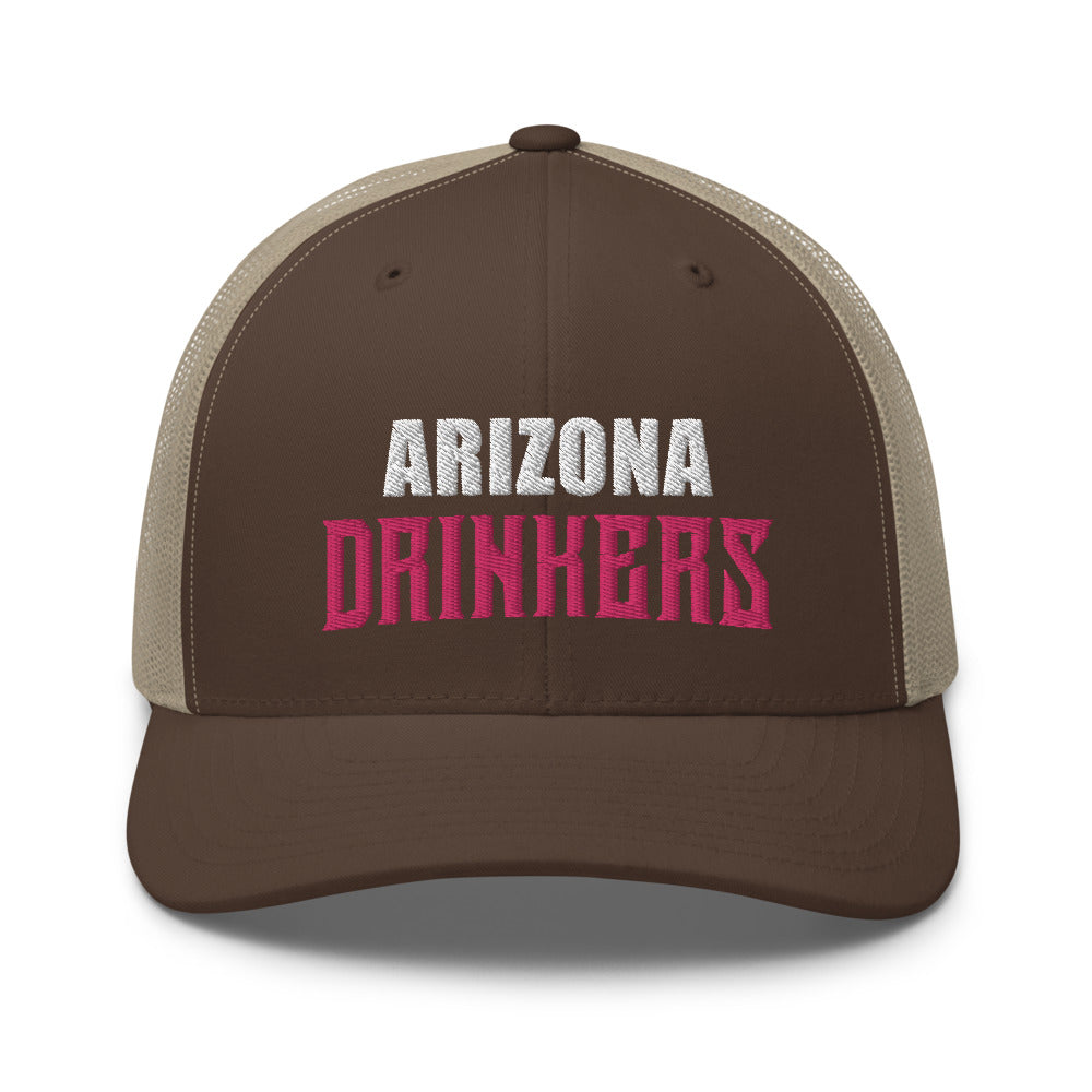 Trucker Cap with Arizona Drinkers in Pink Color on Front