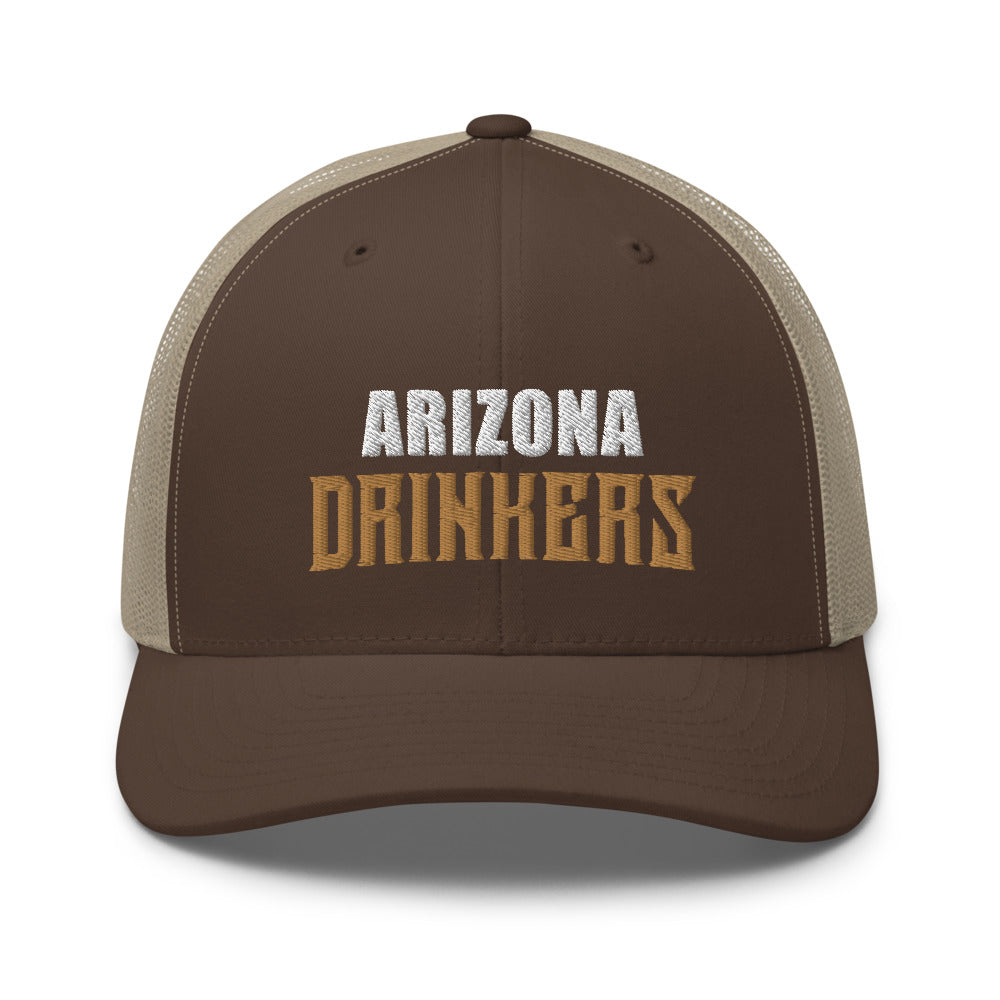 Trucker Cap with Arizona Drinkers in Brown Color on Front