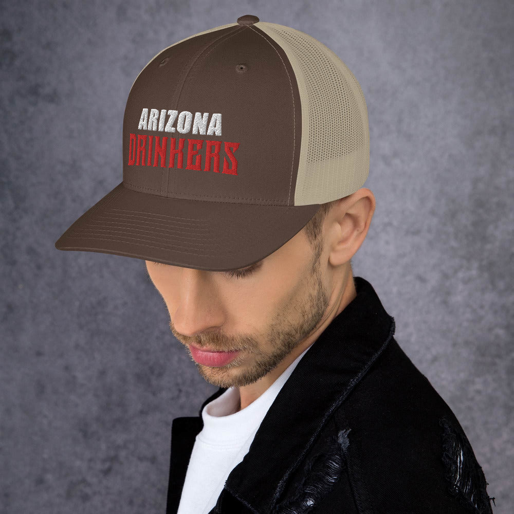 Trucker Cap with Arizona Drinkers in Red Color on Front