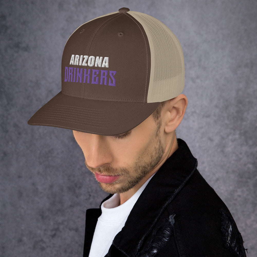 Trucker Cap with Arizona Drinkers in Violet Color on Front